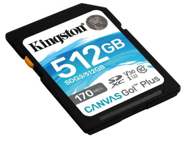 Kingston SDXC-Card Canvas Go Plus Class 10 / UHS-I / U3 / V30 - 512GB