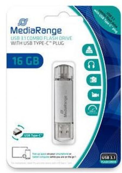 MediaRange MR935 - USB-C 3.0/USB-A 3.0 Stick - 16GB