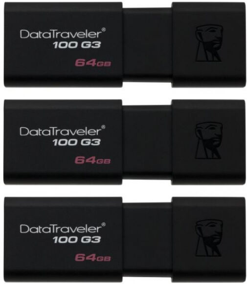 Kingston DataTraveler 100 G3 USB-A 3.0 Stick - 64GB - 3er Pack