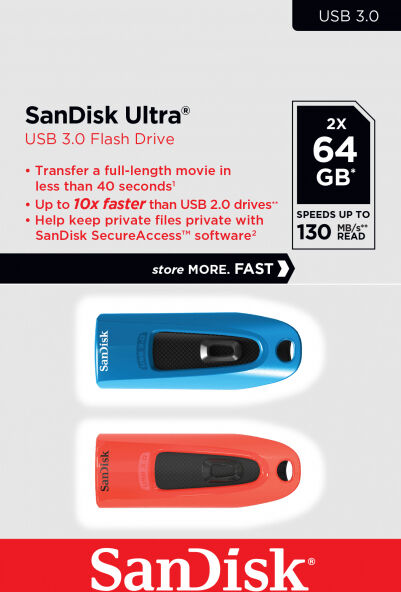 SanDisk Ultra USB3-Stick - 64GB - 2er Pack