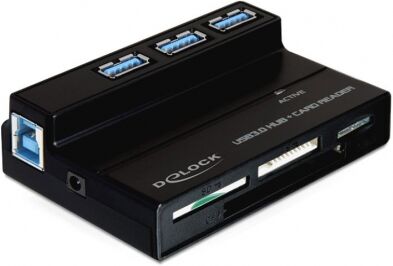 DeLock 91721 - USB 3.0 Card Reader All in 1 + 3 Port USB 3.0 Hub