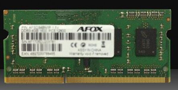 AFOX 4 GB SO-DIMM DDR3 - 1600MHz - (AFSD34BN1L) AFOX Value RAM LV