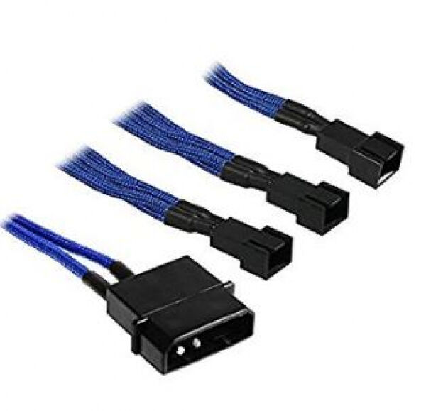 BitFenix Molex zu 3x 3-Pin 5V Adapter 20cm - sleeved blue/black
