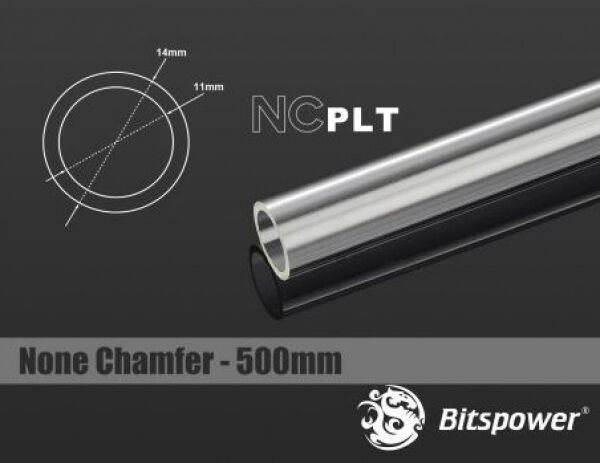 Bitspower None Chamfer PETG Link Tube 14/11mm, 50cm - transparent