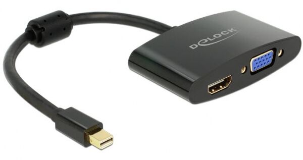 DeLock 65553 - Adapter mini Displayport Stecker > HDMI / VGA Buchse schwarz