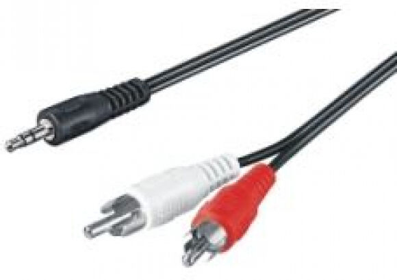 M-Cab Mcab 7200115 - 3,5mm Cinch Adapterkabel - 2x RCA - St/St - 0.5m - Schwarz