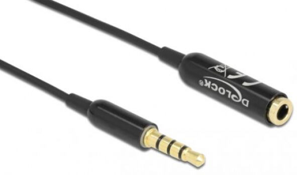 DeLock 66074 - Audio Verlängerungskabel Klinke 3,5 mm 4 Pin Stecker zu Buchse Ultra Slim - 0.5m