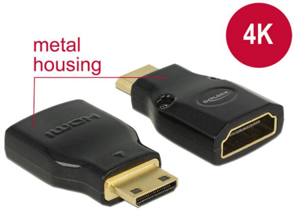 Delock 65665 - HDMI Adapter mini C -> A St/Bu 4K Metallgehäuse