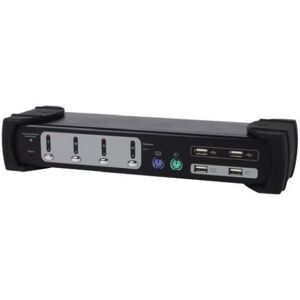 Equip 331544 - KVM Switch 4x USB/PS2 Dual Monitor mit Audio - Schwarz