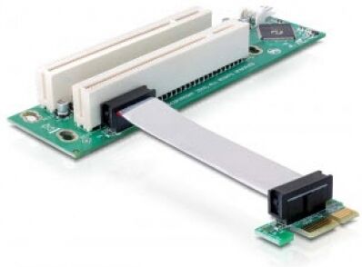 DeLock 41341 - Riser Karte PCI Express x1 > 2x PCI 32Bit 5 V mit flexiblem Kabel 9 cm links gerichtet