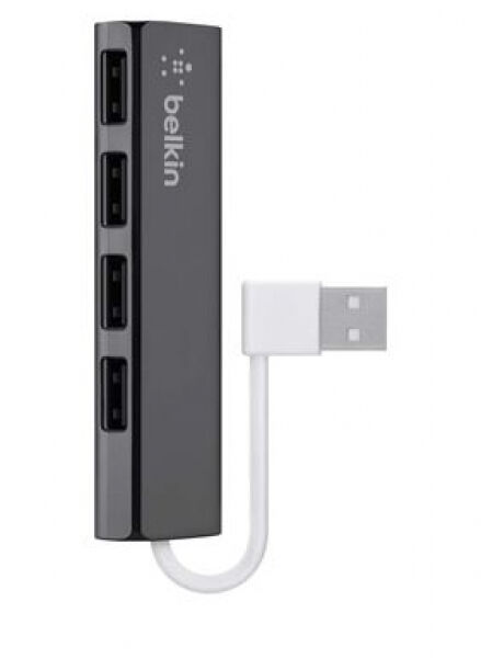 Belkin F4U042BT - ultraflacher 4-Port Slim Travel-Hub passiv - Schwarz