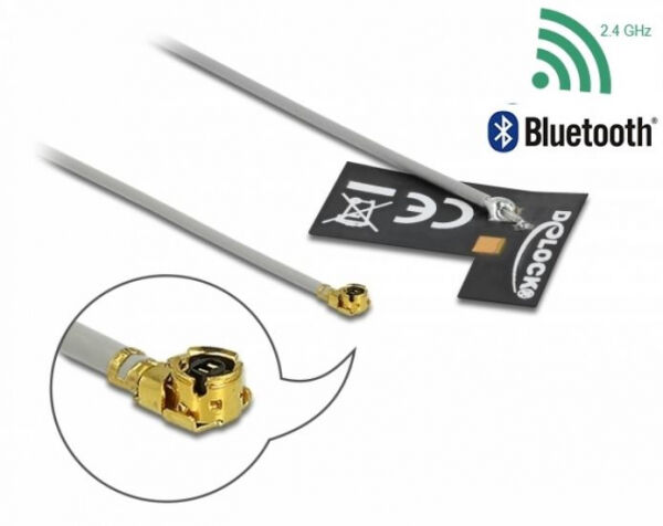 DeLock 12693 - WLAN 802.11 b/g/n Antenne MHF I Stecker 2 dBi 1.13 10 cm FPC intern Klebemontage