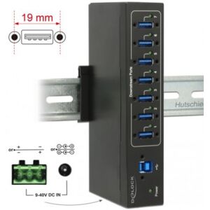 DeLock 63311 - Externer Industrie Hub 7 x USB 3.0 Typ-A mit 15 kV ESD Schutz