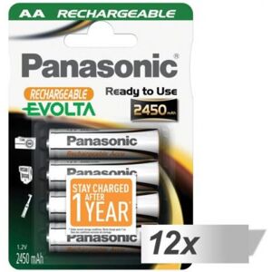 Panasonic Akku NiMH Mignon AA 2450 mAh Rechargeable Evolta - 12x4er Pack