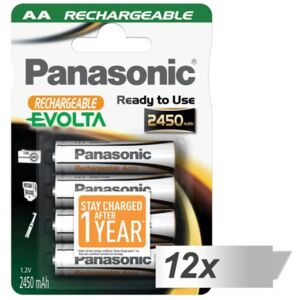 Panasonic Akku NiMH Mignon AA 2450 mAh Rechargeable Evolta - 12x4er