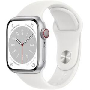 Apple Watch Series 8 LTE 41mm Aluminium Silber Sportarmband weiss