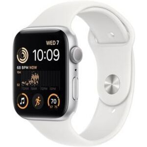 Apple Watch SE (2. Gen) GPS 44mm Aluminium Silber Sportarmband Weiss