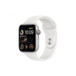 Apple Watch SE (2.Gen) LTE 44mm Aluminium Silber Sportarmband Weiss