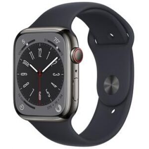 Apple Watch Series 8 LTE 45mm Edelstahl Graphit Sportarmband Mitternacht