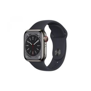 Apple Watch S8 Cell 41mm Edelstahl GY MNJJ3FD/A Midnight Sport Band / graphit, 41 mm, Sportarmband, Edelstahl-Gehäuse, LTE