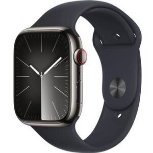 Apple Watch Series 9 (graphit/schwarz, Edelstahl, 45 mm, Sportarmband, Cellular)