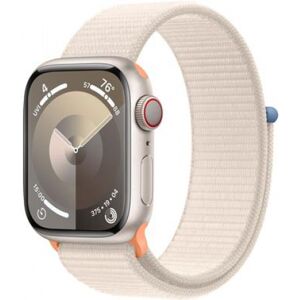 Apple Watch Series 9 (silber/beige, Aluminium, 41 mm, Sport Loop, Cellular)