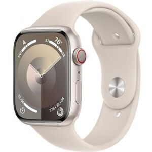 Apple Watch Series 9 (silber/beige, Aluminium, 45 mm, Sportarmband, Cellular)