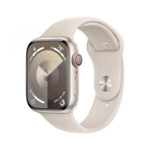 Apple Watch Series 9 (silber/beige, Aluminium, 45 mm, Sportarmband, Cellular)