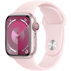 Apple Watch Series 9 (silber/rosé, Aluminium, 41 mm, Sportarmband, Cellular)