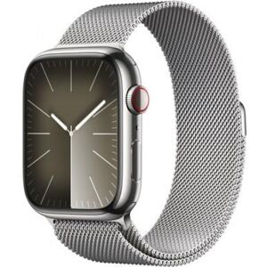 Apple Watch Series 9 (silber/silber, Edelstahl, 45 mm, Milanaise Armbamd, Cellular)