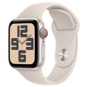 Apple Watch SE (2023) (silber/hellbeige, 40 mm, Sportarmband, Aluminium, Cellular)