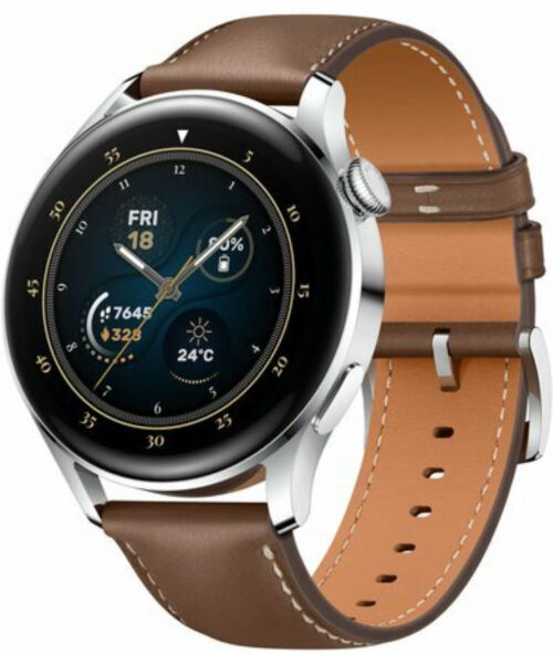 Huawei Watch 3 - Smartwatch - Edelstahl/Braun