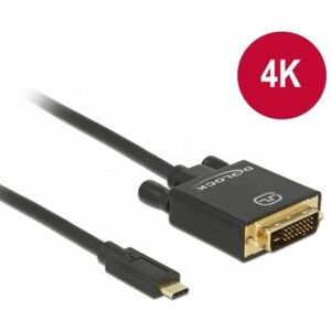 Delock 85322 - Kabel USB Type-C Stecker > DVI 24+1 Stecker (DP Alt Mode) 4K 30 Hz 3 m schwarz