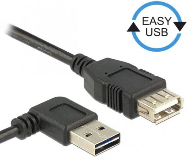 DeLock 85177 - Verlängerungskabel EASY-USB 2.0 Typ-A Stecker gewinkelt links / rechts > USB 2.0 Typ-A Buchse 0,5 m