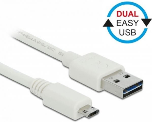 DeLock 85205 - Kabel EASY-USB 2.0 Typ-A Stecker > EASY-USB 2.0 Typ Micro-B Stecker 5 m Weiss