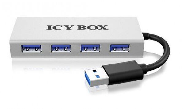 Icy Box IB-AC6104-B - 4-fach USB 3.0 Hub in edlem Aluminum-Gehäuse - Schwarz