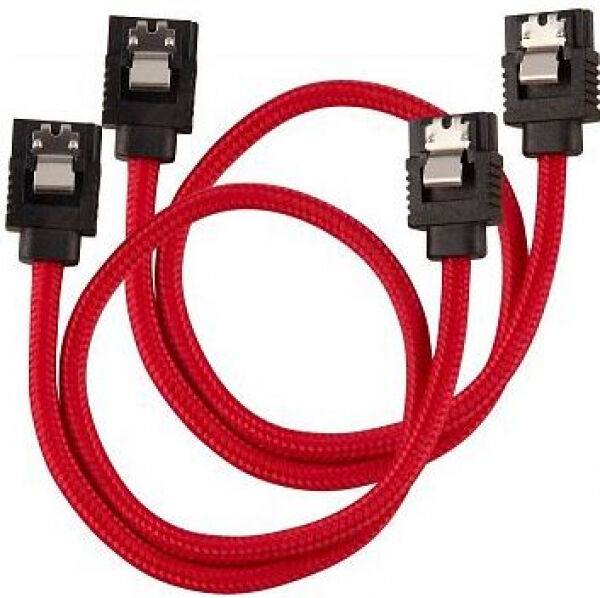 Corsair Premium Sleeved SATA-Kabel 30cm - rot