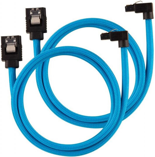 Corsair Premium Sleeved SATA-Kabel gewinkelt 60cm - blau