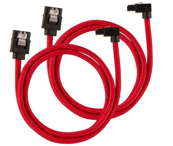 Corsair Premium Sleeved SATA-Kabel gewinkelt 60cm - rot