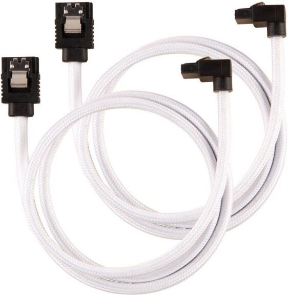 Corsair Premium Sleeved SATA-Kabel gewinkelt 60cm - Weiss