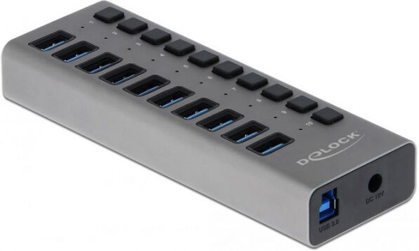 DeLock 63976 - Externer USB 3.0 Hub mit 10 Ports + Schalter