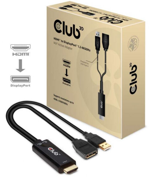 Club 3D CAC-1331 - HDMI 2.0 zu DisplayPort 1.2 4K60Hz M/F Active Adapter