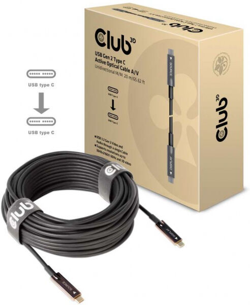 Club 3D CAC-1589 - USB Gen 2 Typ C Aktives Optisches A/V Unidirektional Kabel St/St - 20 m