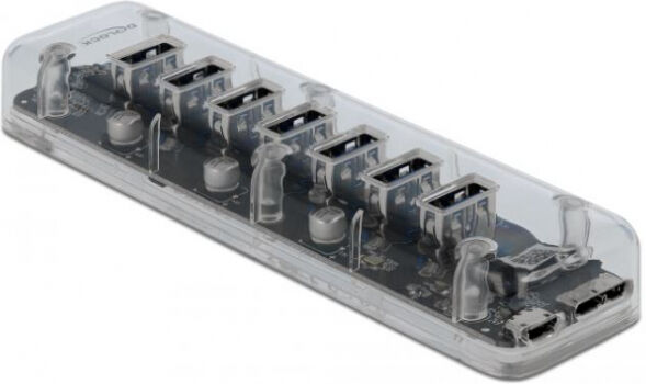 DeLock 64088 - Externer USB 3.0 Hub mit 7 Ports transparent