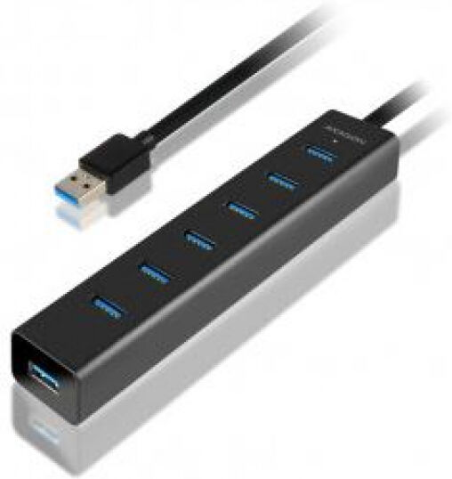 Axagon HUE-SA7BP - USB-A-Hub, 7x USB 3.0, 1x Micro-USB - 400 mm Kabel, Netzteil