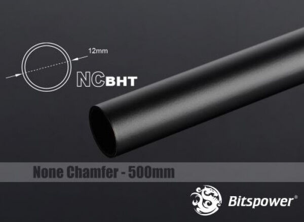 Bitspower None Chamfer Brass Hard Tubing 12mm AD, 500mm - carbon black