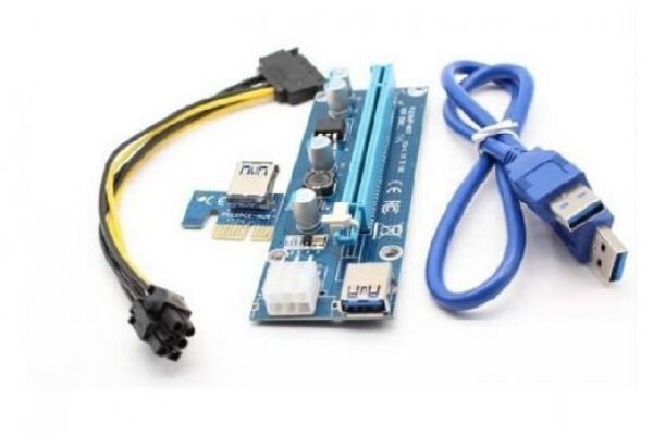 Qoltec 55501 - Riser PCi-E 1x - 16x / USB 3.0 / SATA/ PCI-E 6pin