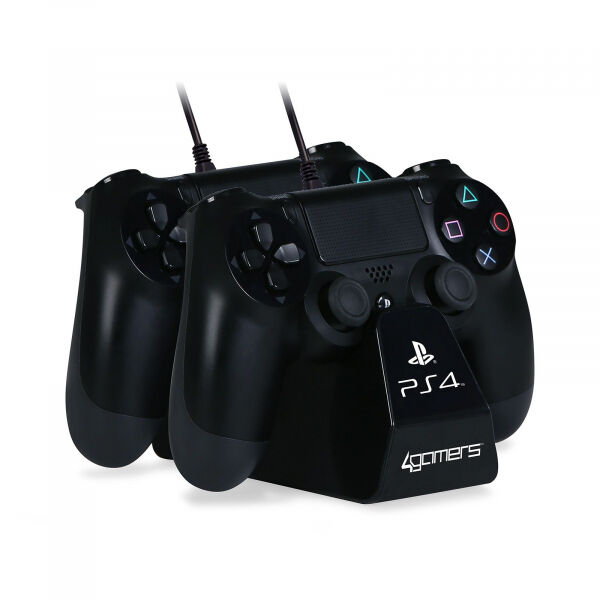 4gamers - CHARGE - Play + Charge Cables with Desktop Stand - black [PS4]