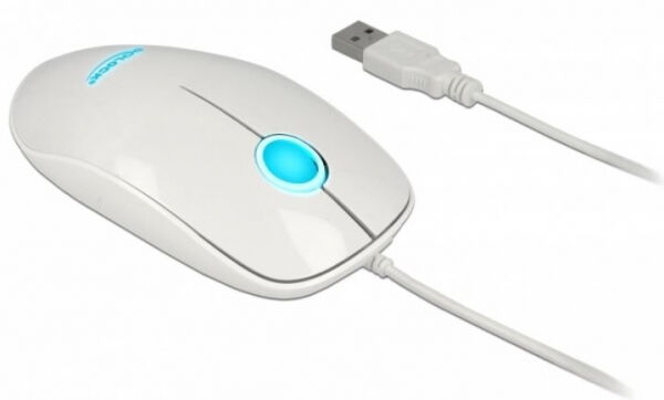 DeLock 12537 - Optische 3-Tasten LED Maus USB Typ-A Weiss