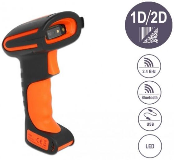 DeLock 90507 - Industrie Barcode Scanner 1D und 2D für 2,4 GHz, Bluetooth oder USB